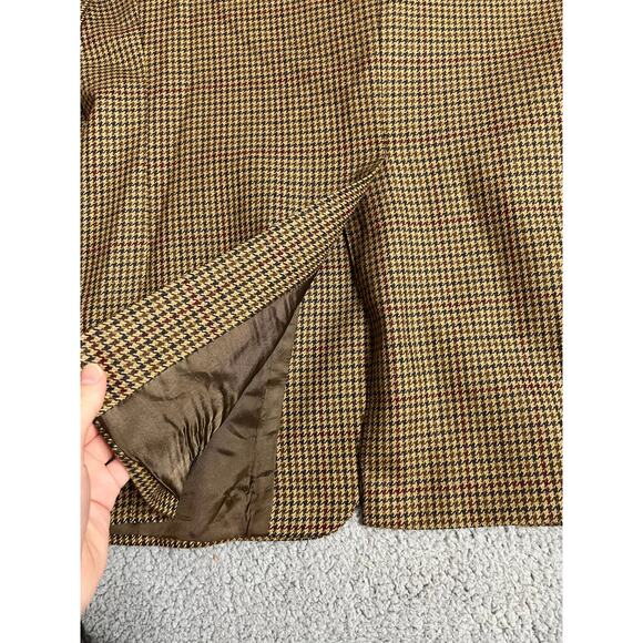 Vintage Lord & Taylor Blazer 42 Tall Ralph Lauren Wool Houndstooth Beige Tan 42T - Picture 6 of 14
